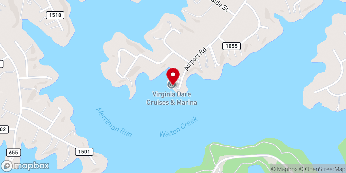 Map showing location of Virginia Dare Cruises & Marina