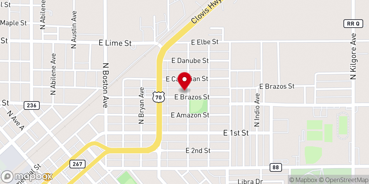 Map showing location of Brazos Street Church of Christ