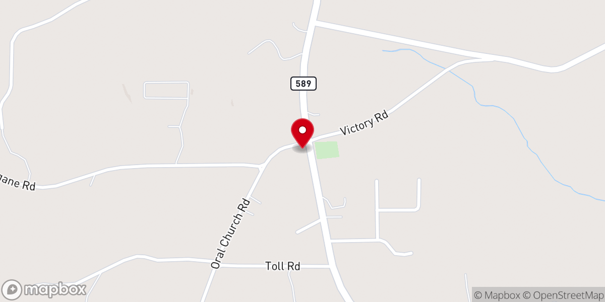 Map showing location of Oral Baptist Church