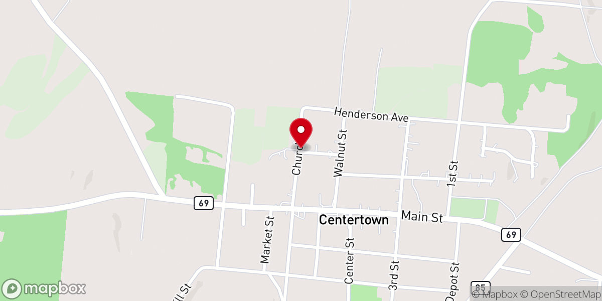 Map showing location of Centertown Methodist Church