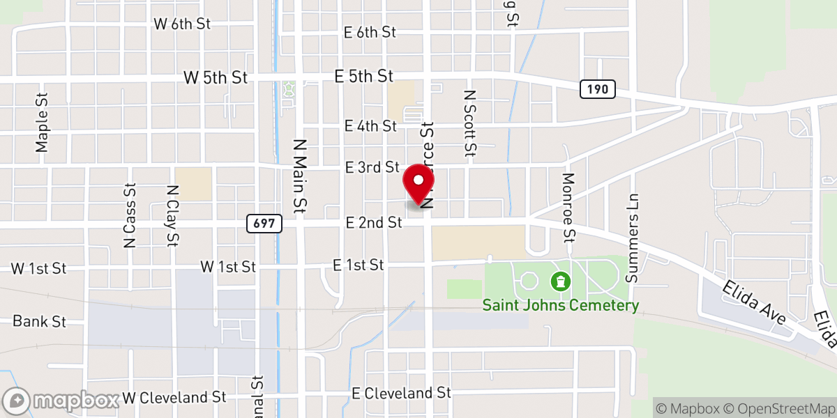 Map showing location of Delphos St. John Ministry Center