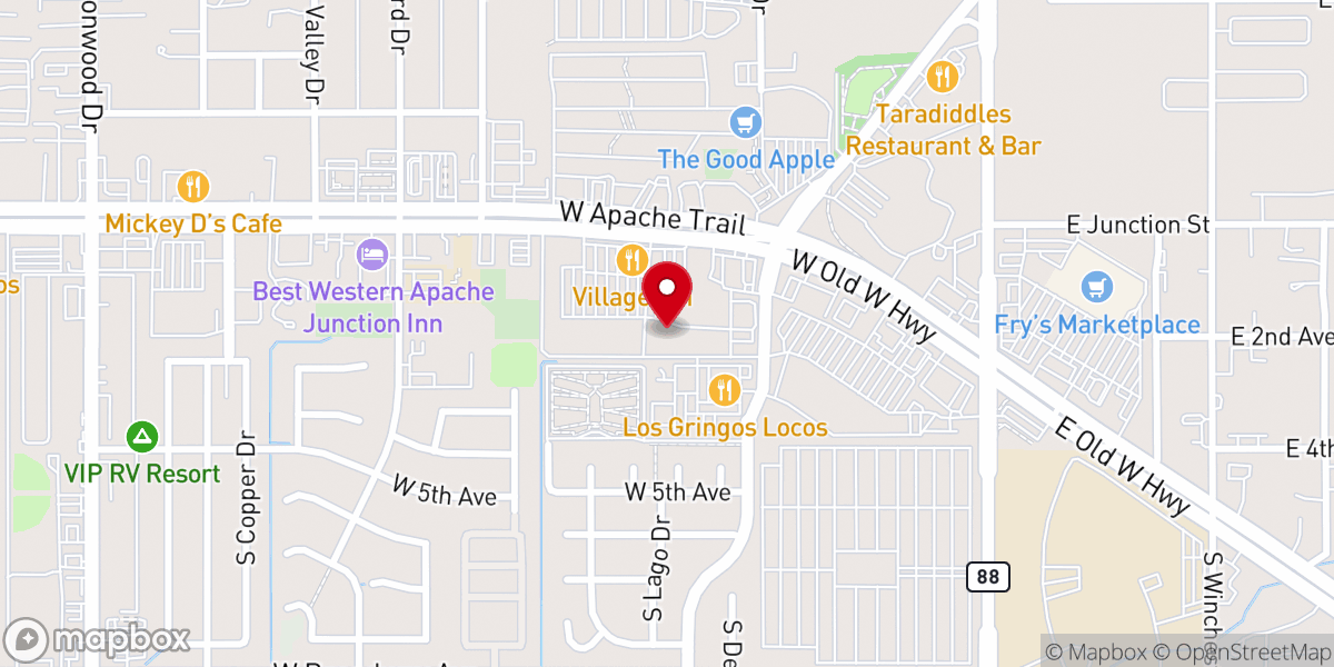 Map showing location of Rock Church Apache Junction Assemblies of God