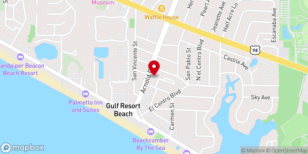 Map showing location of Gulf Beach Presbyterian Church