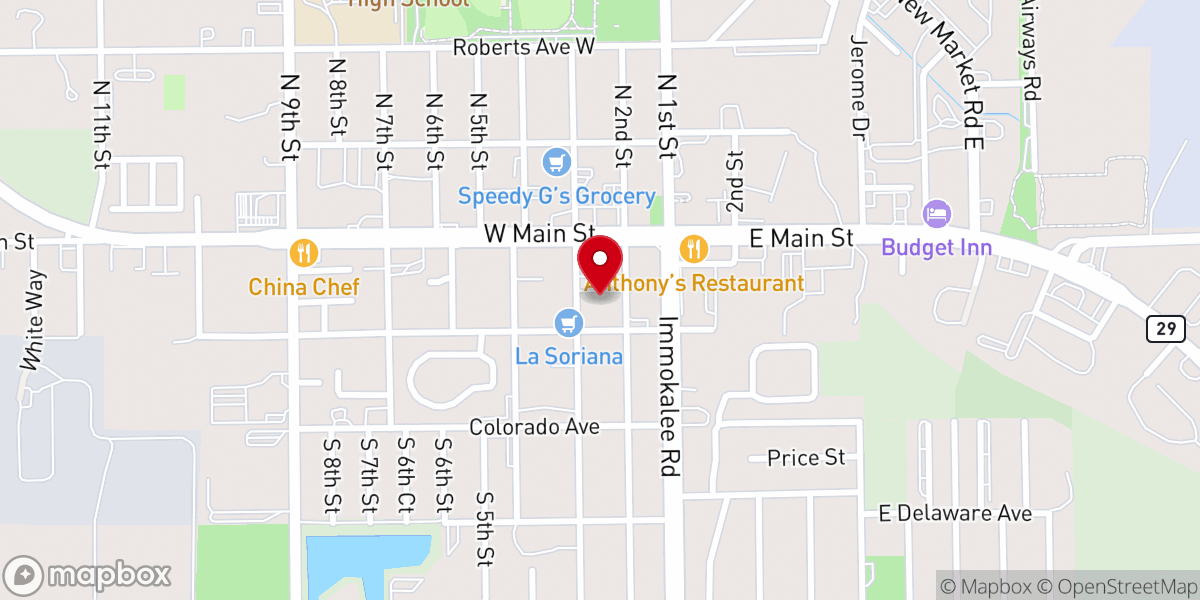 Map showing location of Immokalee Christian Center