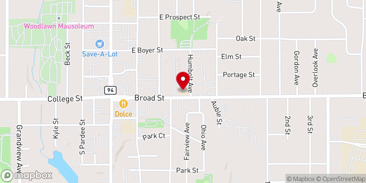 Map showing location of Sacred Heart of Jesus School
