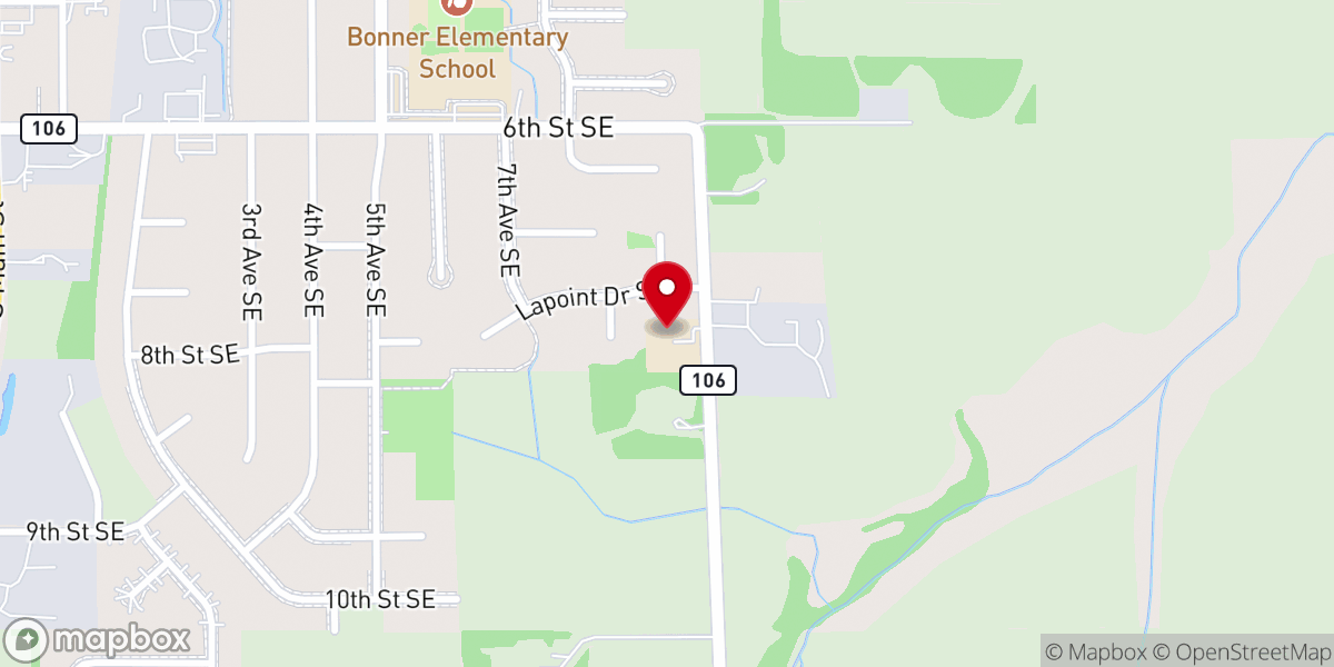 Map showing location of Stewartville Christian Church