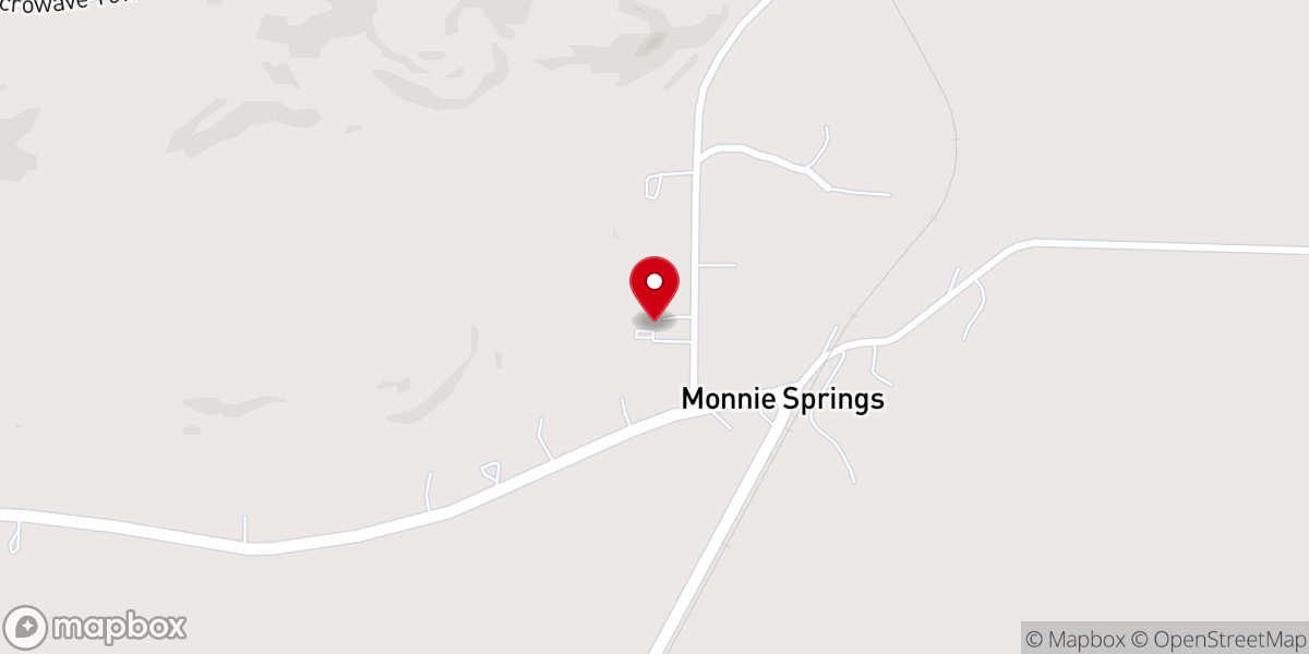 Map showing location of Monnie Springs Assembly of God