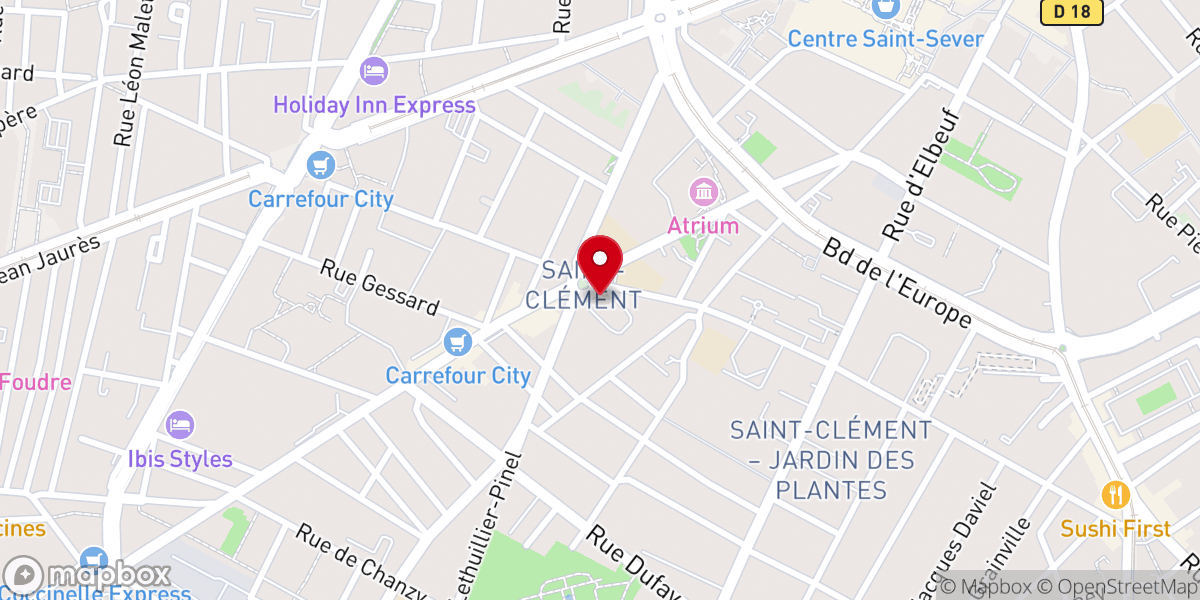 Map showing location of Église catholique Saint-Clément à Rouen