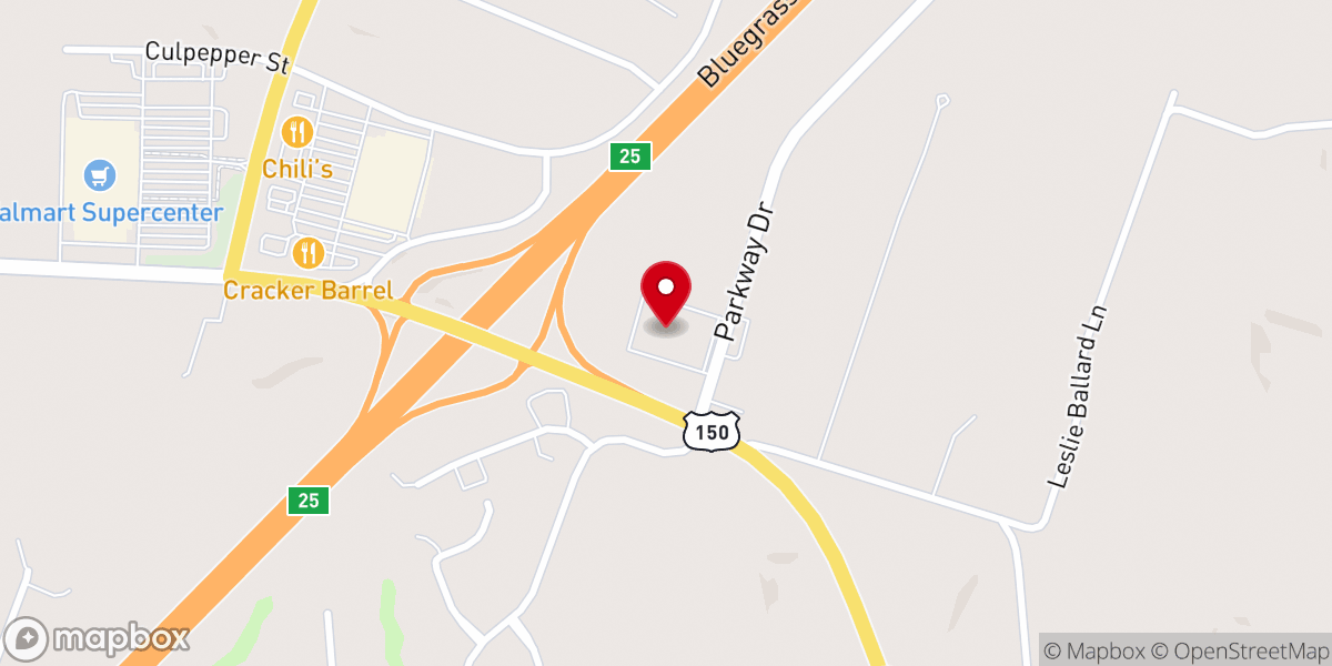 Map showing location of Parkway Baptist Church