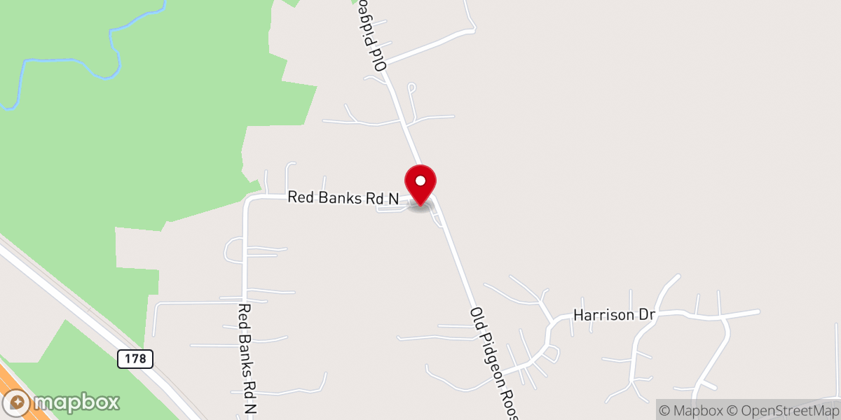 Map showing location of Meadow Brook Baptist Church