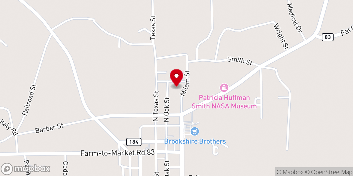 Map showing location of Hemphill First United Methodist Church