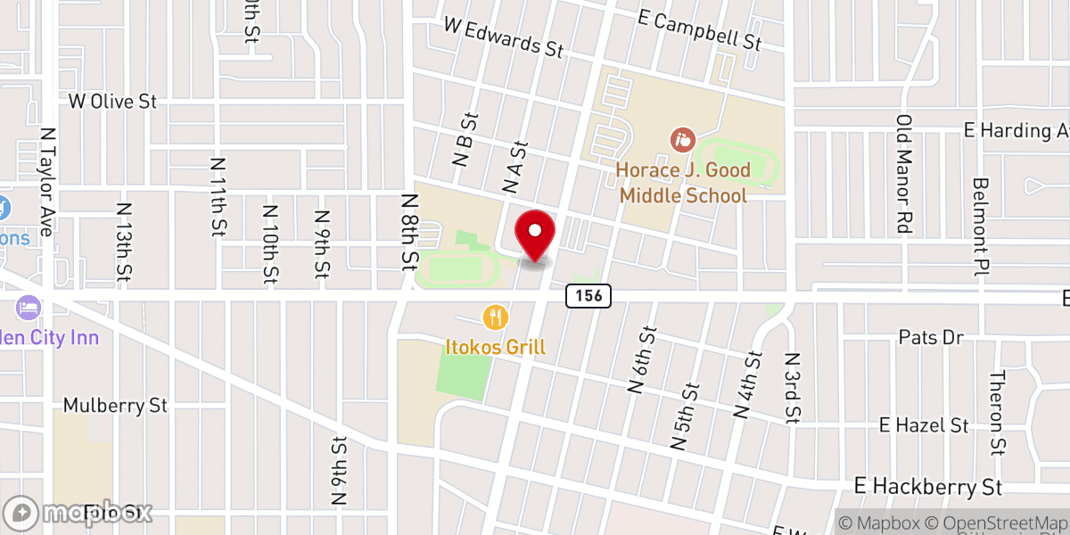 Map showing location of Second Baptist Church