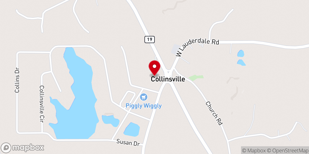 Map showing location of Collinsville Hardware & Home Center of MS
