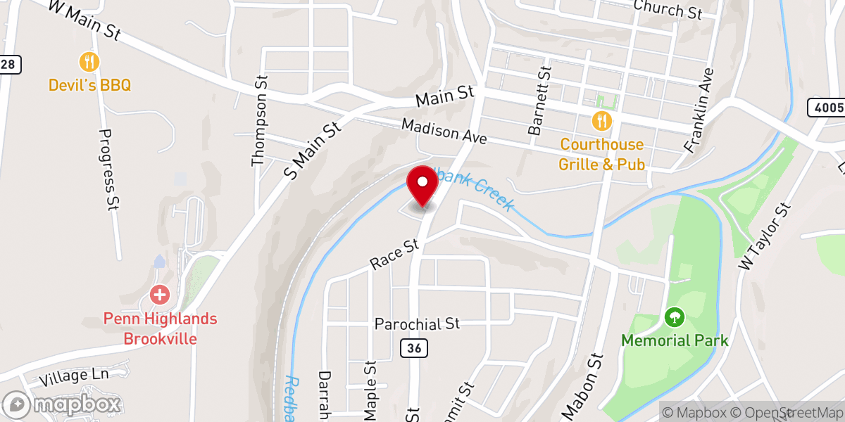 Map showing location of Brookville Evangelical Methodist Church