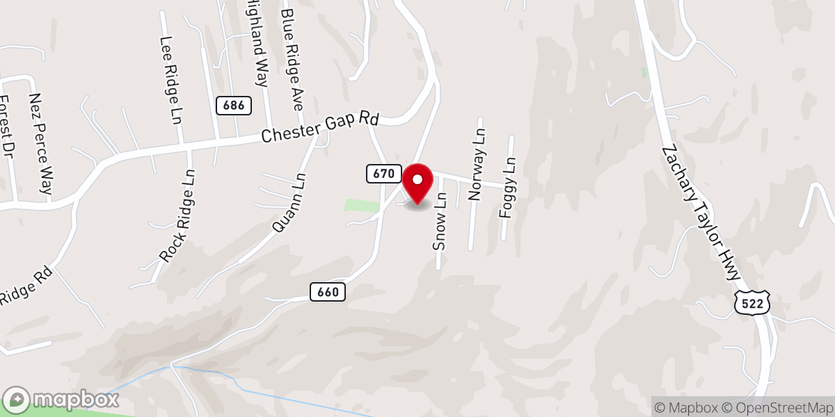 Map showing location of Chester Gap Baptist Church