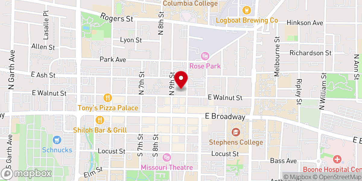Map showing location of First Christian Church