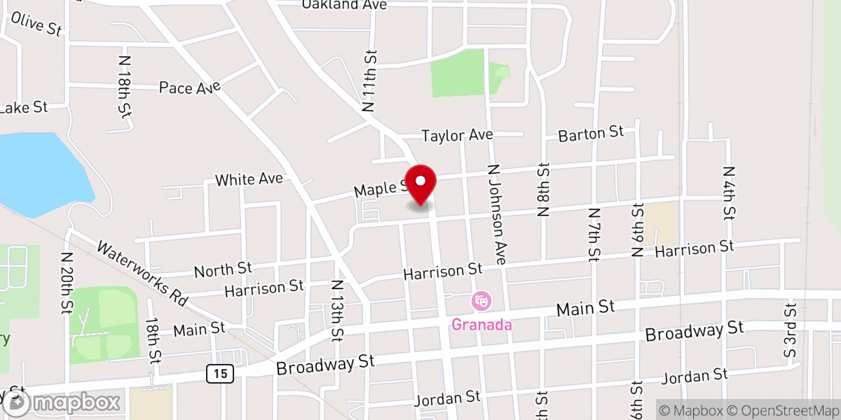 Map showing location of Central Christian Church