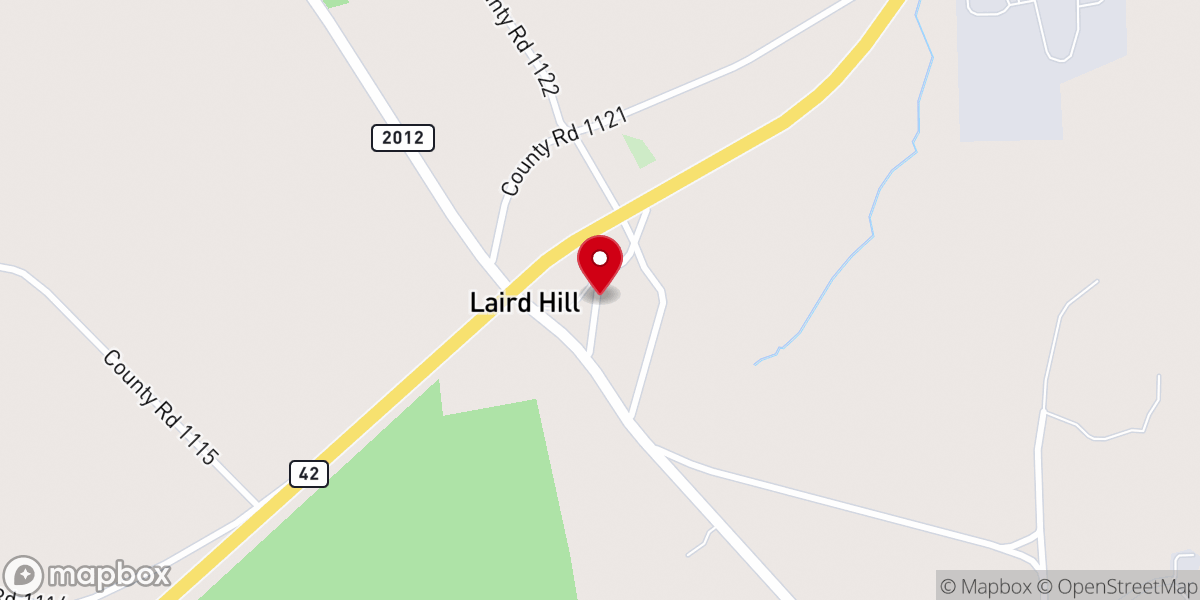 Map showing location of Laird Hill Baptist Church