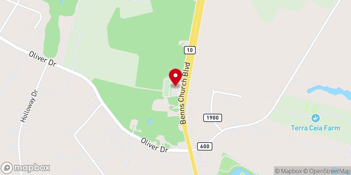Map showing location of Whiteheads Grove Baptist Church