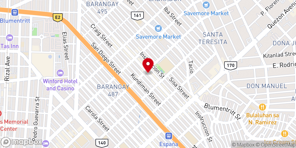Map showing location of fellowship center baptist church