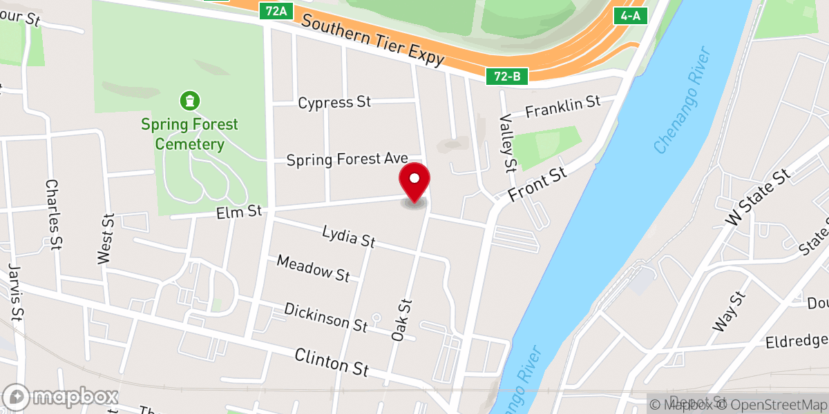 Map showing location of Oak Street Methodist Church