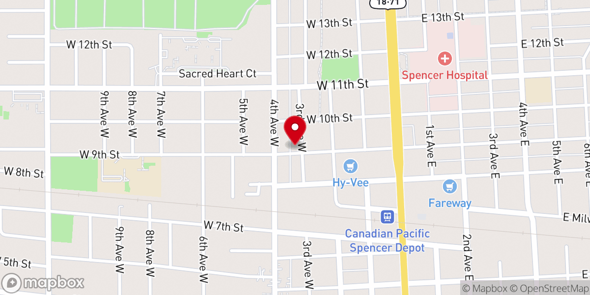 Map showing location of Ninth Street Baptist Church