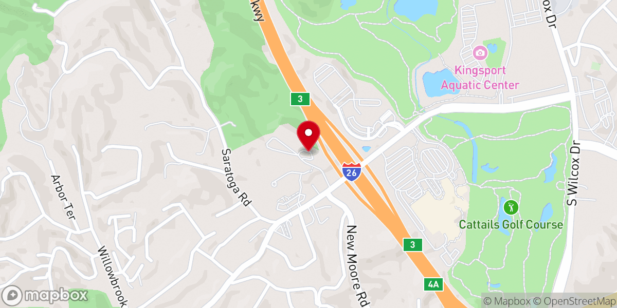 Map showing location of Bays Mountain Baptist Church