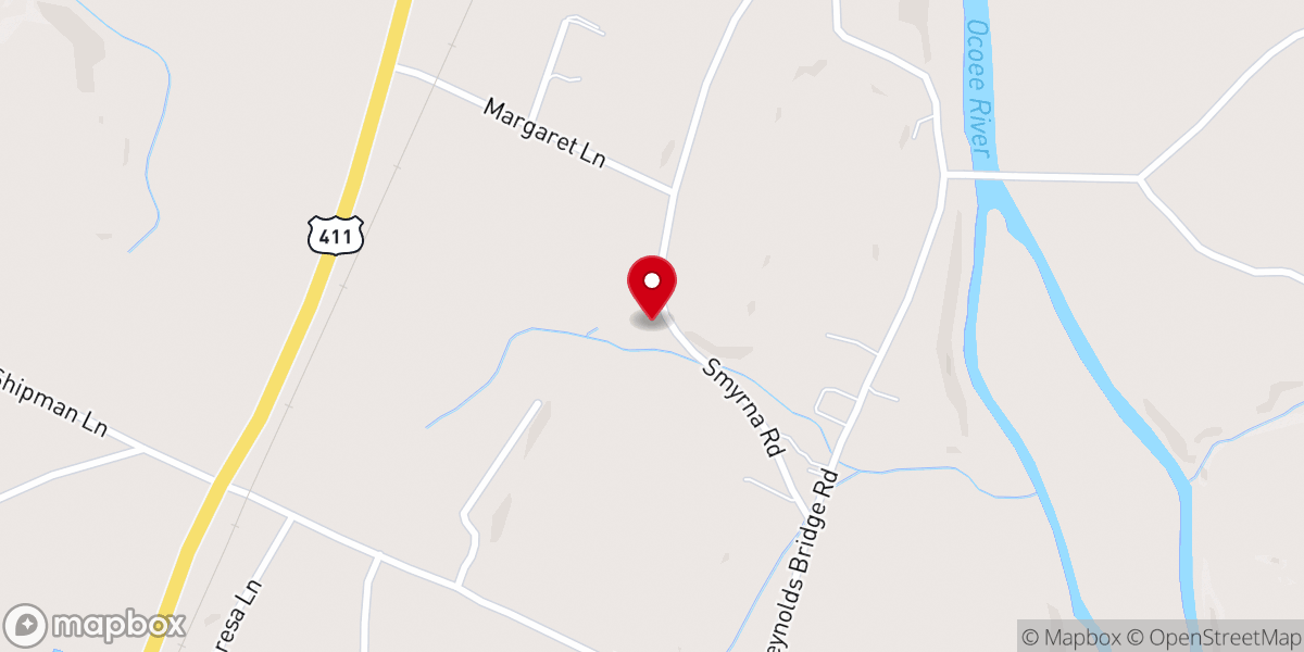 Map showing location of Smyrna Baptist Church