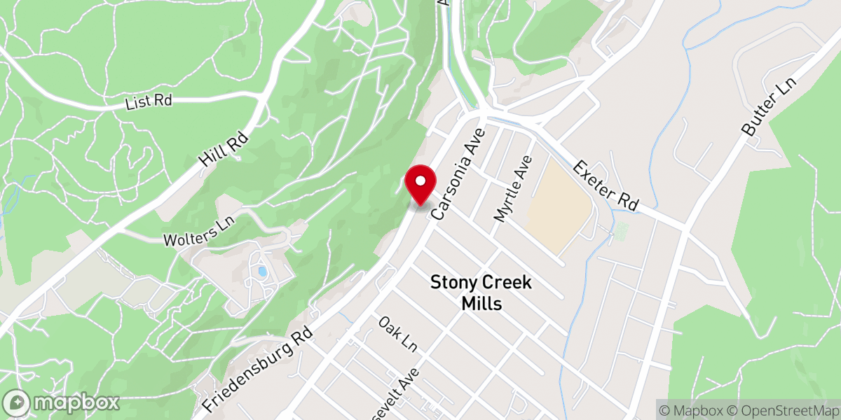 Map showing location of Bethany Evangelical Lutheran Church