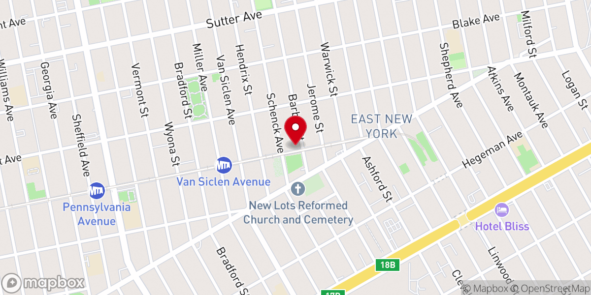 Map showing location of New Hope Family Worship Center