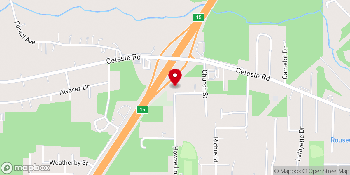 Map showing location of Saraland Baptist Church