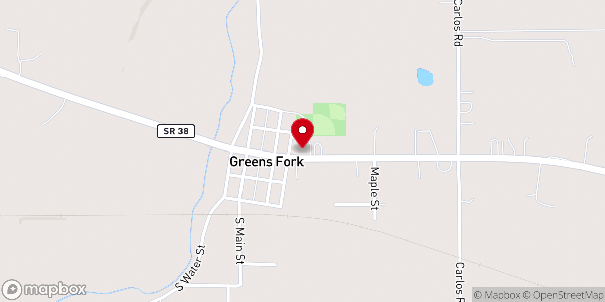 Map showing location of Greensfork Christian Church