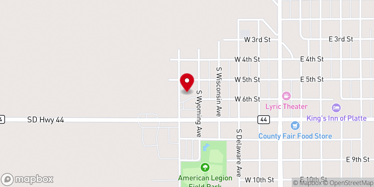 Map showing location of Platte Christian Reformed Church