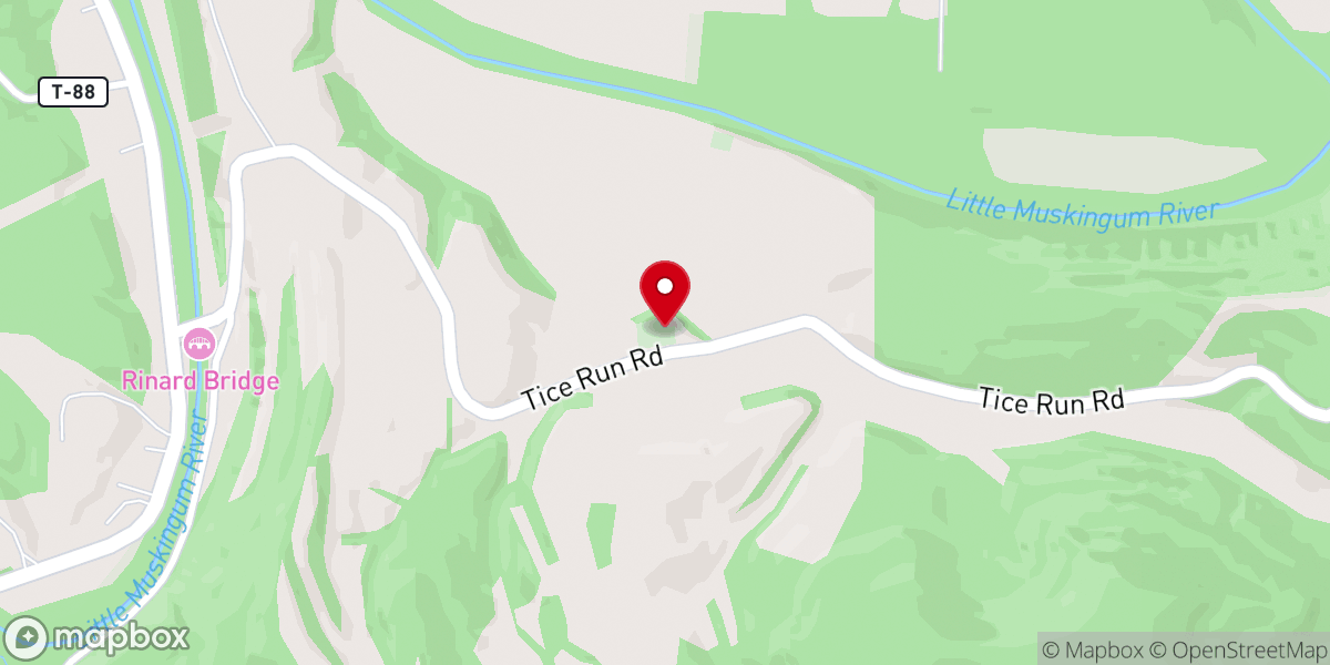 Map showing location of Muskingum Valley Church