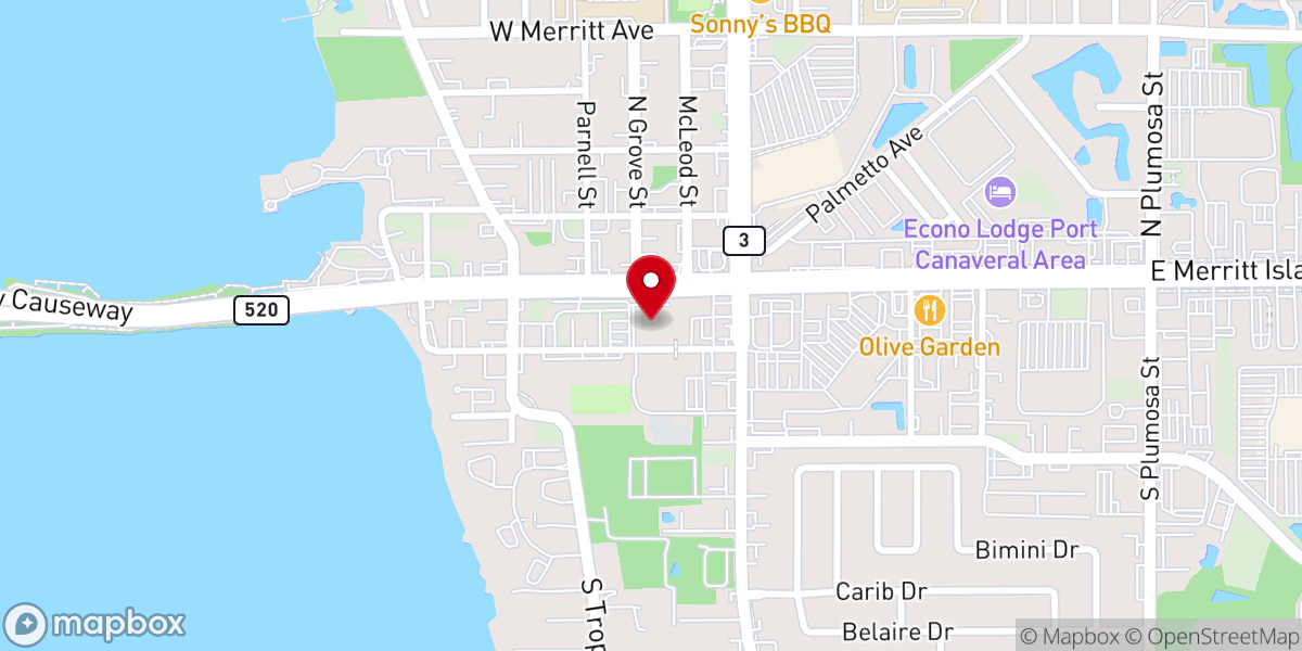 Map showing location of First Baptist Church Merritt Island