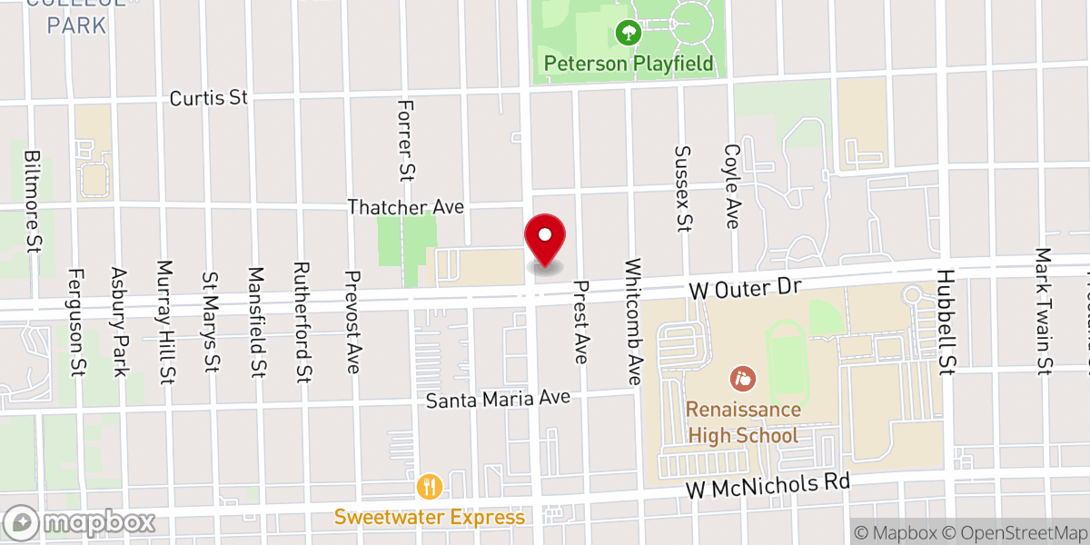 Map showing location of Greenfield Peace Lutheran Church