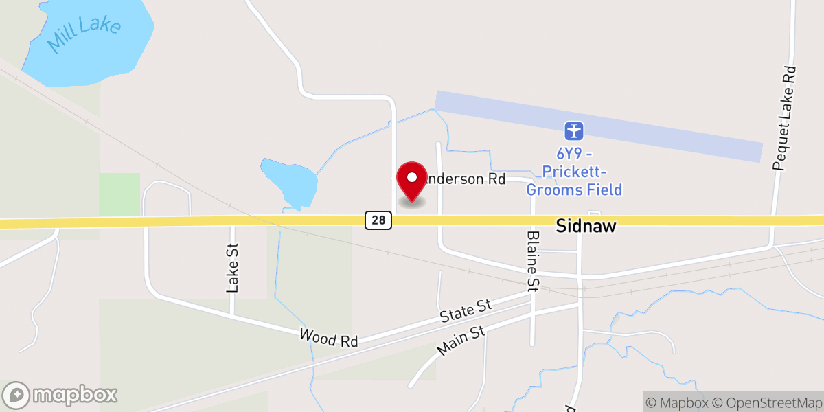 Map showing location of Sidnaw United Methodist Church