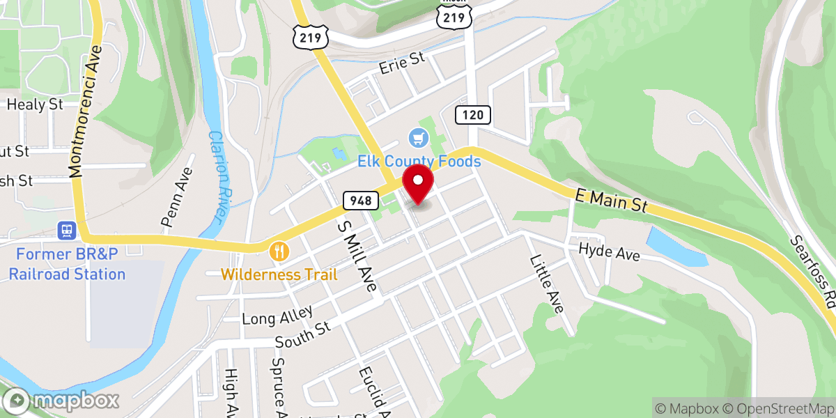 Map showing location of Trinity United Methodist Church
