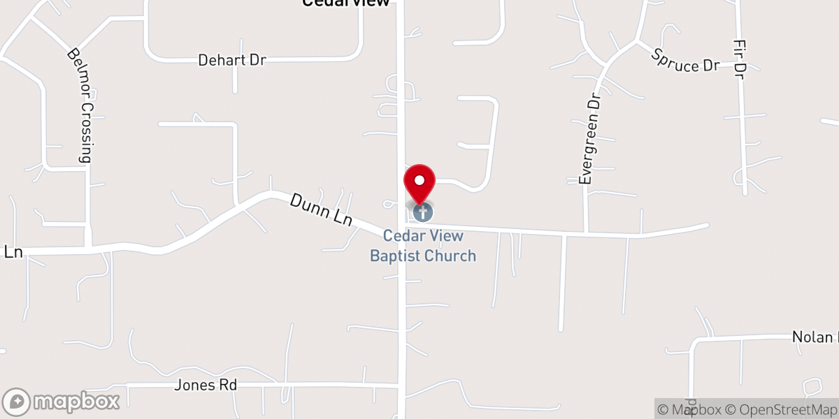Map showing location of Cedar View Baptist Church