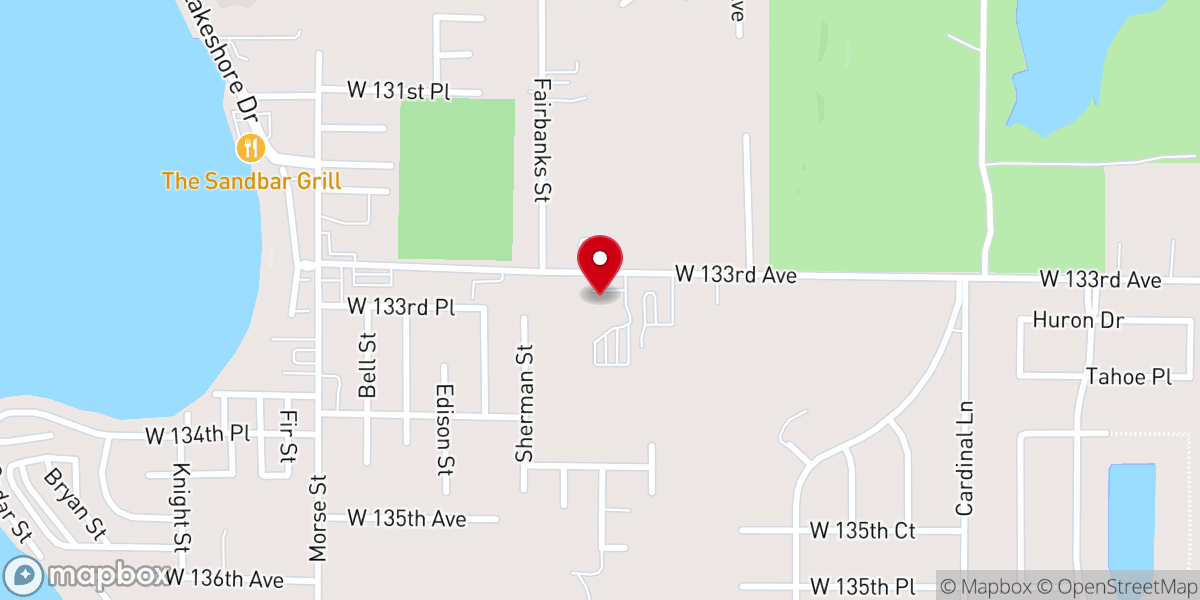 Map showing location of Faith Church Cedar Lake