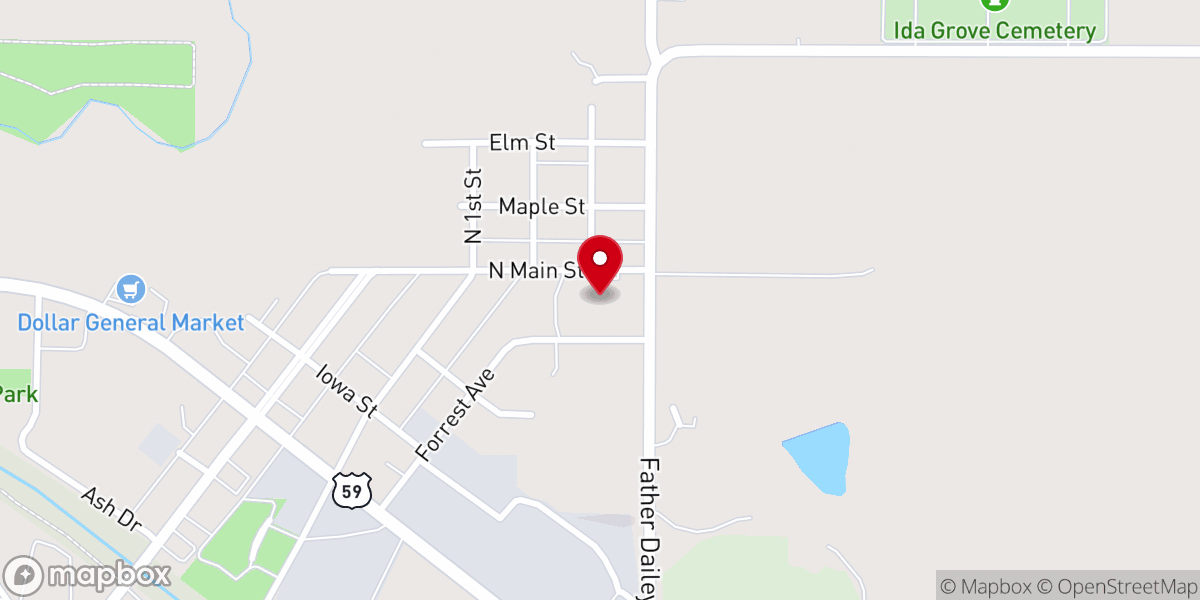 Map showing location of Sacred Heart Catholic Church