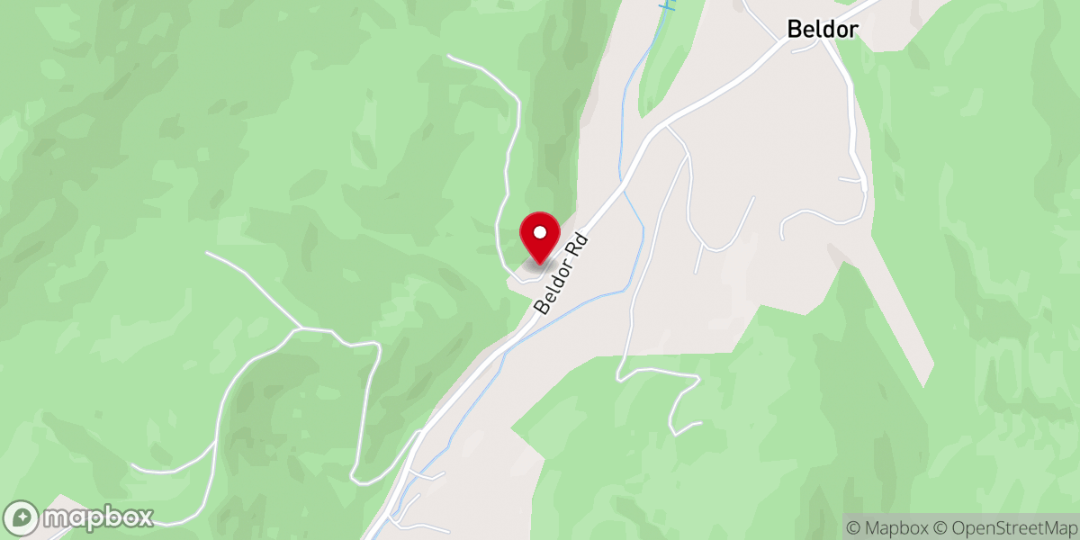 Map showing location of Beldor Church