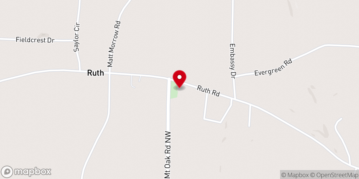 Map showing location of Mount Oak Methodist Church