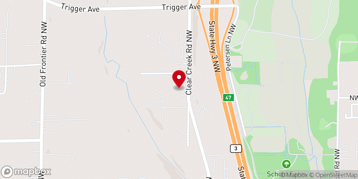 Map showing location of Clear Creek Baptist Church