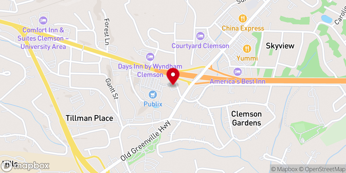 Map showing location of Clemson Seventh-day Adventist Church