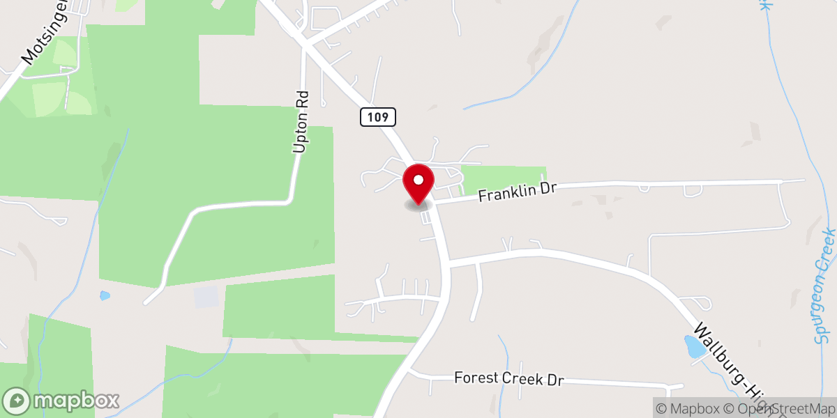 Map showing location of Amity Baptist Church