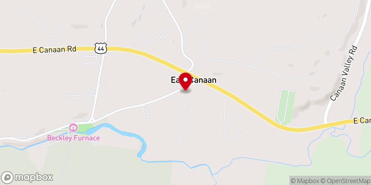 Map showing location of East Canaan Congregational Church