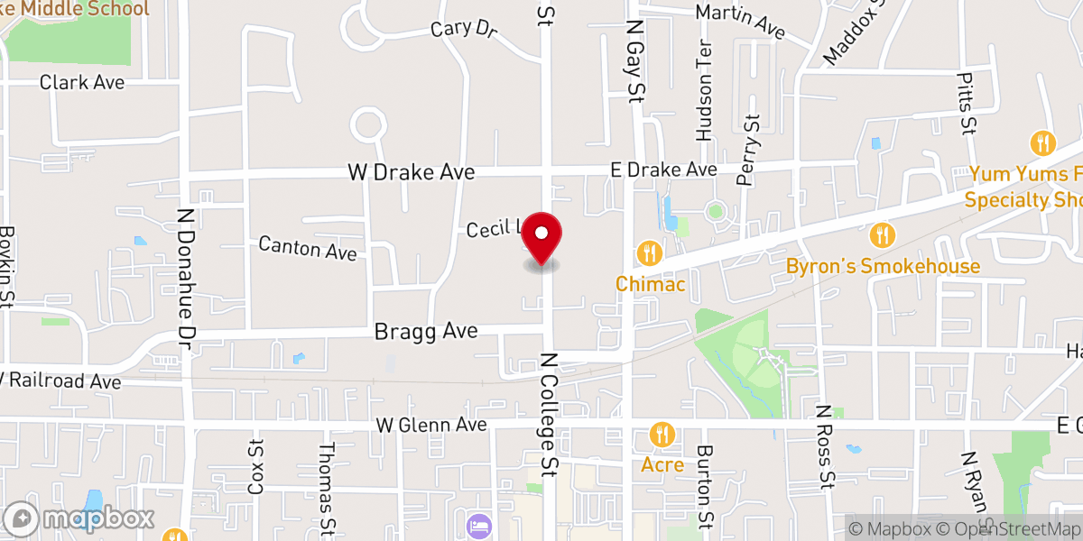 Map showing location of Old Main and Church Street Historic District