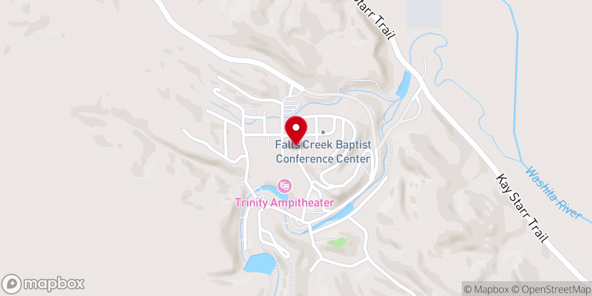 Map showing location of FBC Marlow Falls Creek Cabin