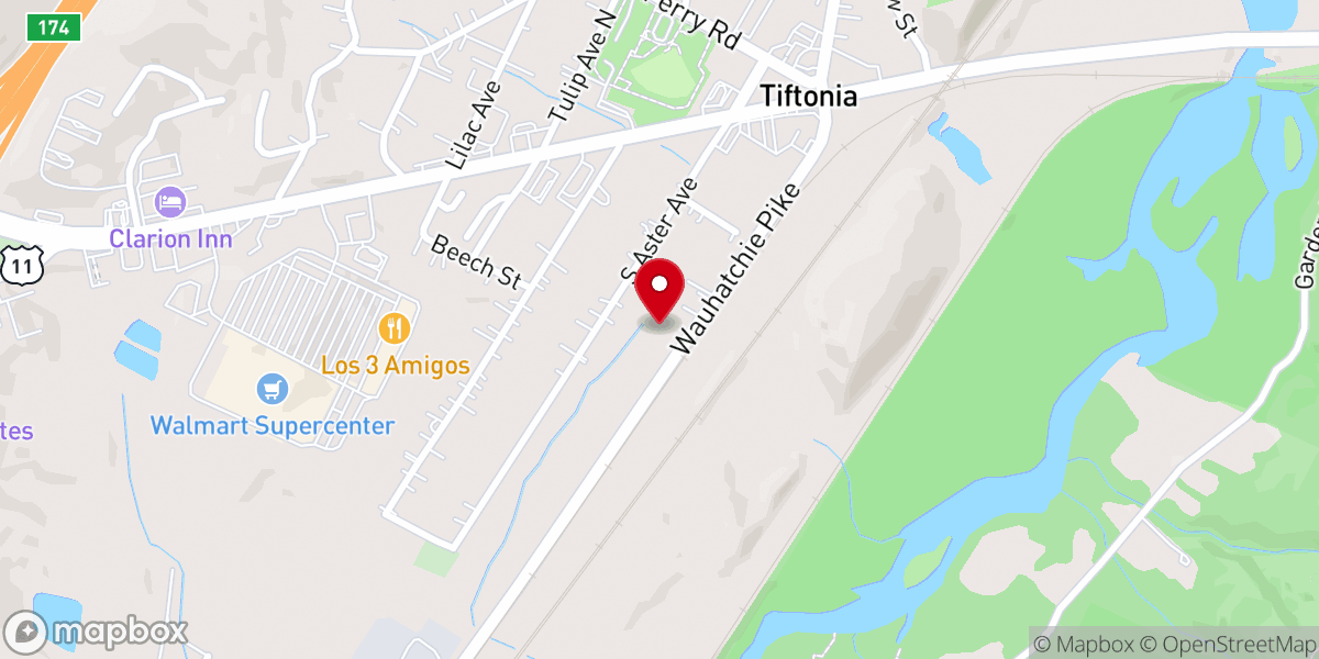 Map showing location of Tiftonia Free Holiness Church